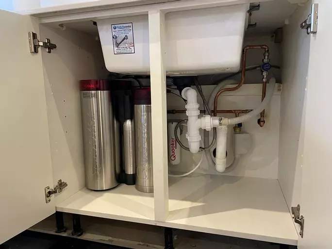 A Quooker boiling water tap, along with chilled, filtered and sparkling water
